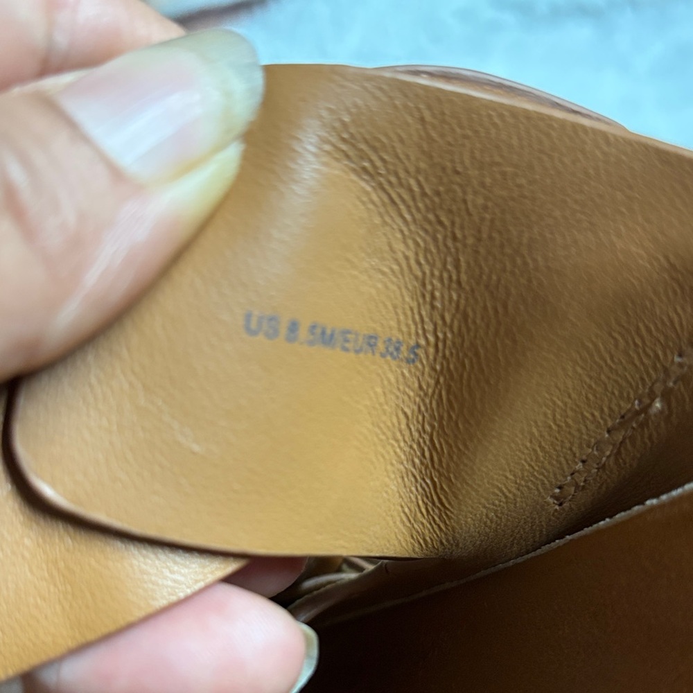 Vince Tan Leather Slide Sandals - Picture 5 of 6